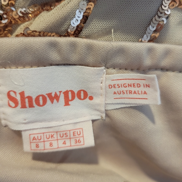 Showpo Beige Sparkle Mini Dress - Picture 4 of 4